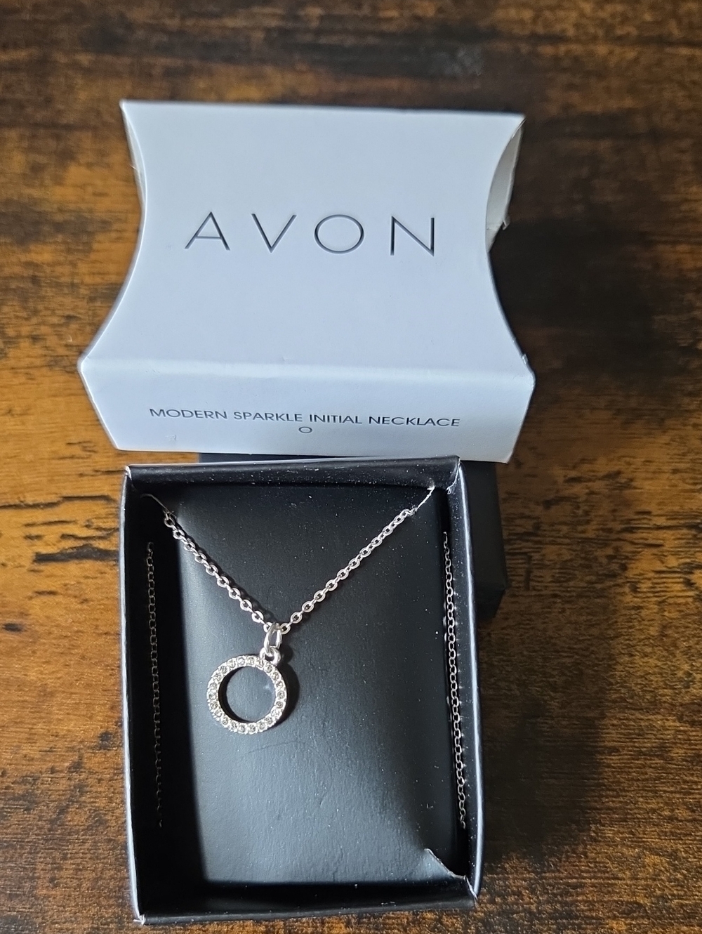 Avon Silver Modern Sparkle Initial Necklace - O